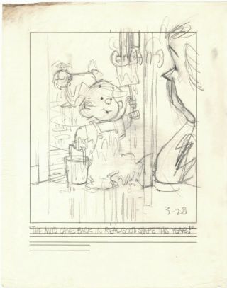 Hank Ketcham Dennis The Menace Daily Strip Prelim Art For 3 - 28 - 1981