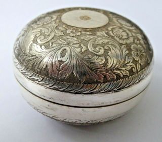 Very Ornate Vintage Italian Made Silver Plated Snuff Box Or Trinket Box