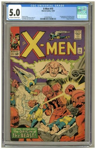 X - Men 15 (cgc 5.  0) Ow/w Pages; 1st Master Mold; 2nd Sentinels; Kirby (j 4783)