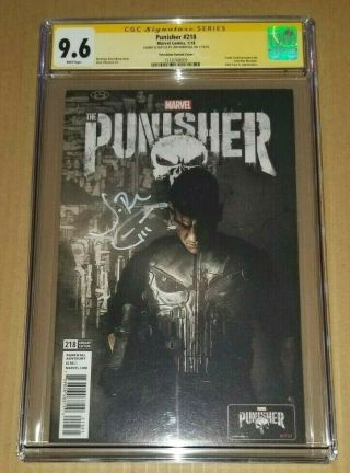 Autograph Jon Bernthal The Punisher 218 Cgc 9.  6 Variant Edition Marvel Comic