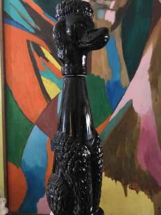 Vintage Black Poodle Milk Glass Statue Decanter Hollywood Regency Style
