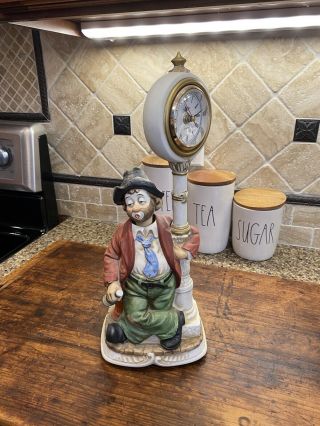 Vintage Melody in Motion Clockpost Willie Clown Hobo Musical Clock 3