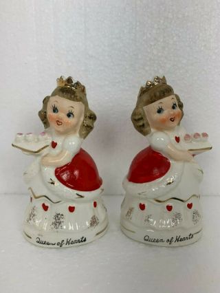 Vintage Queen Of Hearts Salt And Pepper Shakers Relco