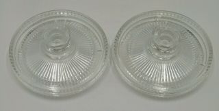 Vtg Pair (2) Clear Glass Candlestick Bases Candle Holders For Hurricane Chimneys