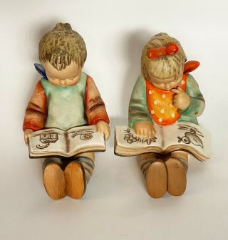 Hummel Boy And Girl Bookworm Figurine Bookend Set 14a,  14b