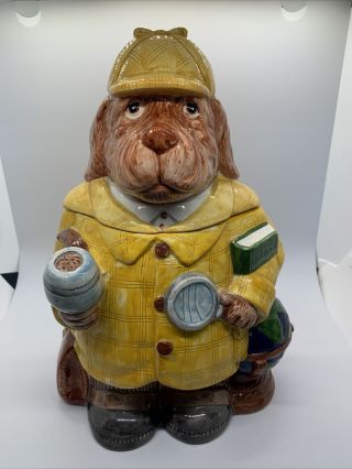 Vintage Omnibus Fitz Floyd Detective Dog Hound Cookie Jar Ceramic Sherlock 1994