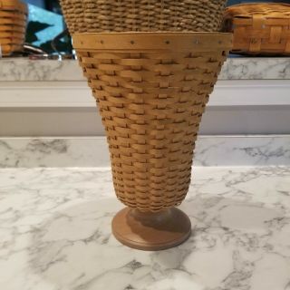 Longaberger Floral Vase Basket With Plastic Protector Set Collectors Club 2003