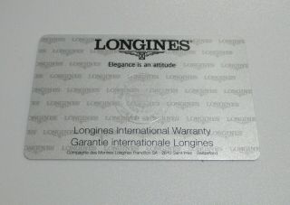 Open/blank Longines Swiss Watch International Guarantee Card