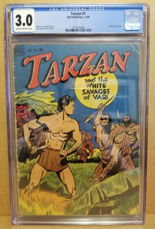 Tarzan 1 Cgc 3.  0 (gd/vg) Dell 1948 Golden Age Htf Comic