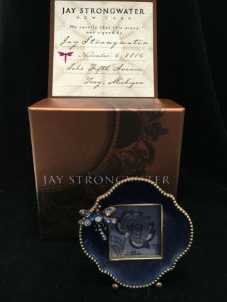 Jay Strongwater Sm Jeweled,  Enameled Blue Dragonfly Picture Frame Signed By Jay