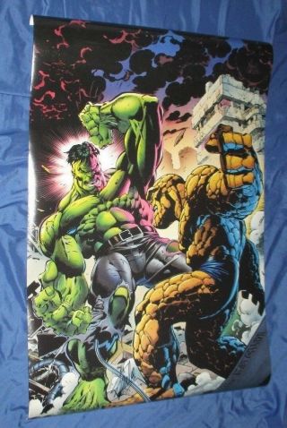 Hulk Vs Thing Vintage Poster Signed By Stan Lee 1994 Marvel Comics / Avengers