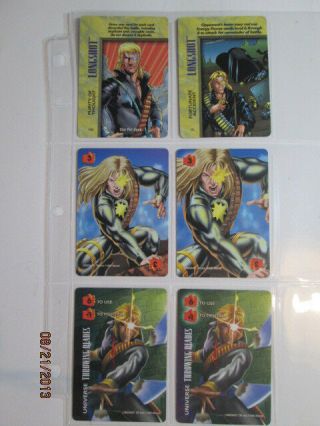 MARVEL OVERPOWER LONGSHOT SET OF 2 HERO CARDS (PS,  IQ),  8 SPECS / 1 VAR,  BONUS 3
