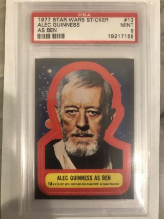 1977 Topps Star Wars Sticker No 13 Alec Guiness As Ben,  Psa 9