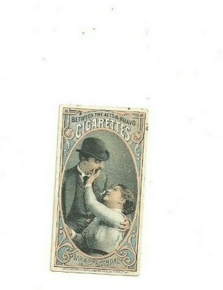 Antique 1880s Between The Acts Bravo Cigarettes Card Mr Mrs Kendal Rare