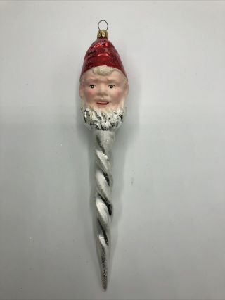 Christopher Radko Christmas Ornament Elfcicle 96 - 014 - 0 Long Silver With Elf Head