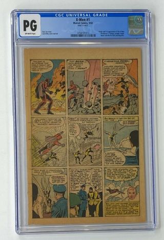 X - Men 1 Marvel Comics 1963 Page 15 Only Cgc Pg Origin & 1st Appearance