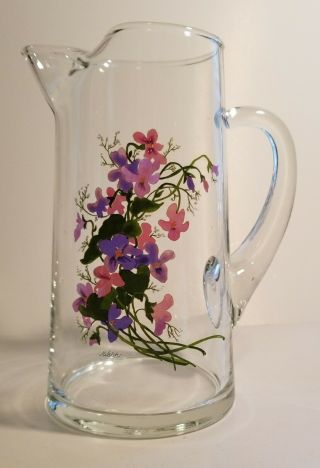 Wild Violets 13 Piece Hand Painted French Set - Pitcher,  Glasses,  Bowls 2