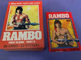 1985 Topps Rambo First Blood Part Ii Complete 66 Card Set W/wrapper Stallone