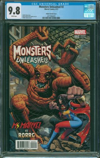 Monsters Unleashed 2 Art Adams 1:100 Variant Kamala Khan Ms Marvel Cgc 9.  8