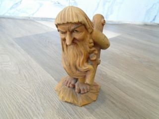 Vintage Anri Wood Carved Figure Statue Old Man Gnome / Troll 6 - 1/2” Collectible