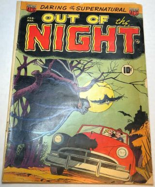 Out of the Night 1 VG - 3.  5 (2 - 3/1952,  ACG) Ken Bald Vampire Bat Cover 3
