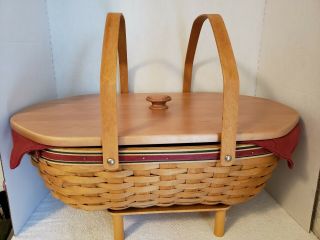 Longaberger 2006 Natures Holiday Hostess Basket With Wood Lid,  Protector & Liner