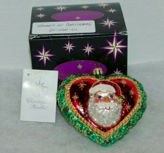 Radko HEART OF CHRISTMAS Christmas Ornament 01 - HOC - 01 SANTA IN HEART WREATH 2