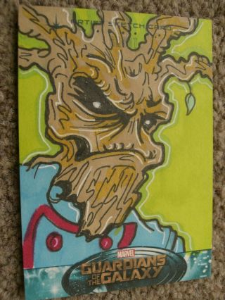 Upper Deck Guardians Of The Galaxy Sketch Card 94 - Groot By Kimberley Dunaway