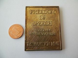 1974 Hamilton Norman Rockwell 1000grain.  999 Silver Freedom Of Speech