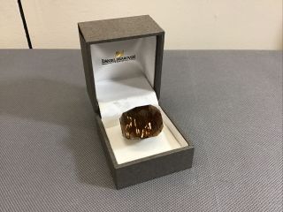 Daniel Swarovski Faceted Smokey Amber Crystal Cocktail Ring Size 5 Signed