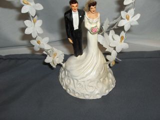 Vintage 1940 ' s Bride & Groom Cake Topper Novelty California Figurine Wreat 2