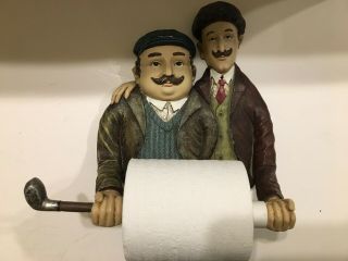 Laurel & Hardy Theme Golf Cast Resin/metal Toilet Paper Holder Wall Hanger