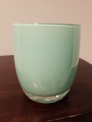 Glassybaby Handblown Art Glass Candle Votive Holder Aquamarine