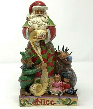Jim Shore Checking It Twice Two Sided Santa Claus Resin Figurine