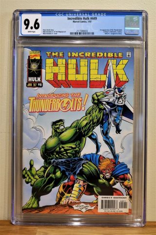 Incredible Hulk 449 Cgc 9.  6 - White Pages 1st App.  Of The Thunderbolts