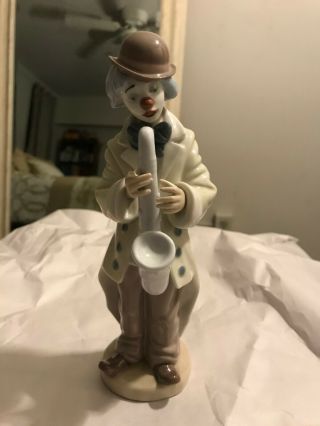 Lladro 5471 Sad Sax Clown With Saxophone Porcelain Figurine 9 "