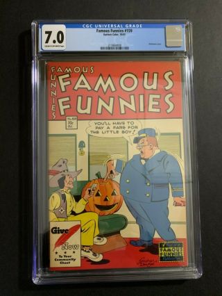 Famous Funnies 159 Eastern Color (10/47) Cgc 7.  0 Off Wh.  Pgs Case