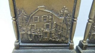 Antique B&H Bradley Hubbard Bronze Bookends OLD MANSE House Emerson Hawthorne 2