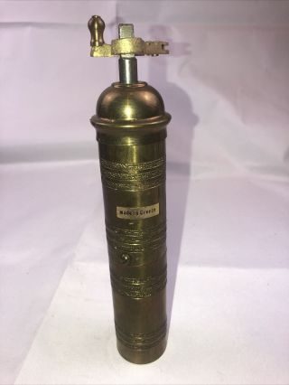 Vintage Hand Crank Pepper Mill Grinder Made In Greece Brass Smooth Operation Euc