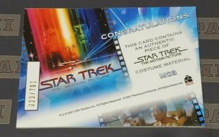 The Complete Star Trek Movies MC3 Lt.  Commander Sulu Costume Relic 023/701 2
