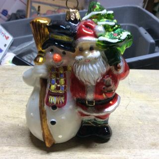 Rare Christopher Radko Santa Snowman Christmas Ornament Retired Large