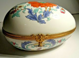 Porcelaine De Paris For Tiffany Hand Painted Porcelain Egg Shaped Box