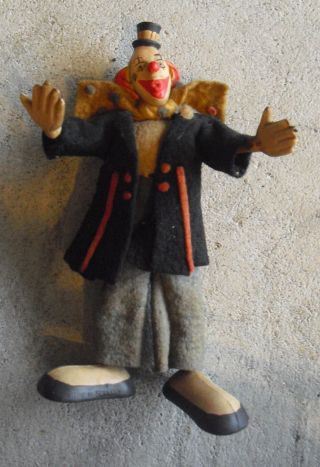 Vintage 1940s Paramount Germany Bendy Rubber Felt Clown Figurine 6 " Tall