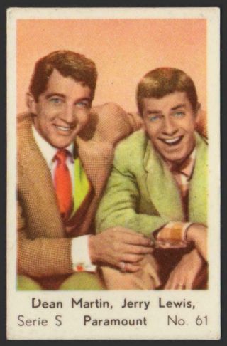 Dean Martin & Jerry Lewis - 1957 Vintage Dutch Serie S Gum Card 61