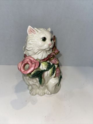 Fitz and Floyd Kittens and Roses Teapot discontinued RARE 2