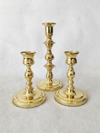 3 Baldwin Solid Brass Candlestick Tapered Candle Holders Wedding Table Decor