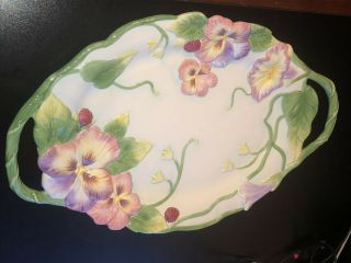 Easter Pansy Flowers Fitz And Floyd Halcyon Huge Serving Tray Platter