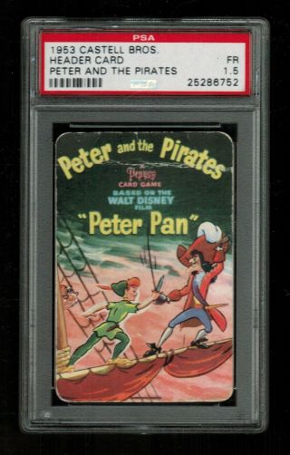 Psa 1.  5 " Peter And The Pirates " 1953 Disney Peter Pan Castell Header Card
