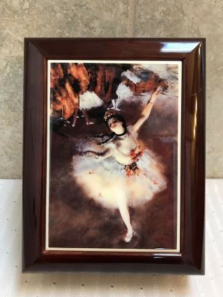 Rare Sankyo “the Star” Ballerina By Degas Music Jewelry Box Plays “memories”