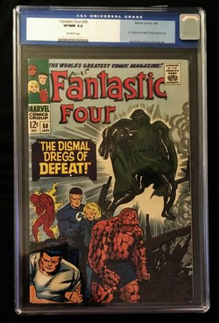 1967 Marvel Fantastic Four 58 Cgc 9.  0 Off White Pages